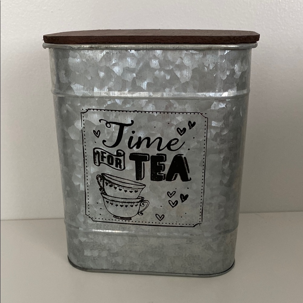 Silver and Brown Tea Storage Canister for Kitchen